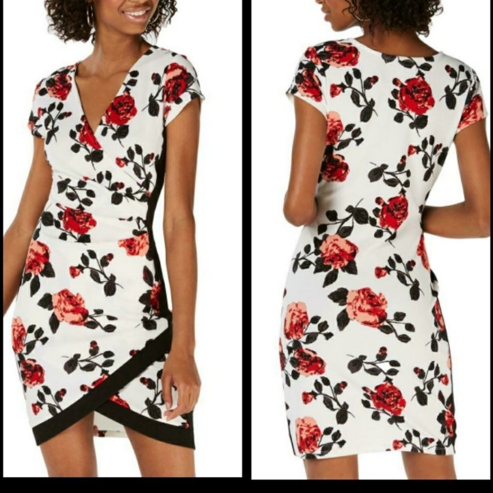Almost famous Floral Wrap Dress in white and Black